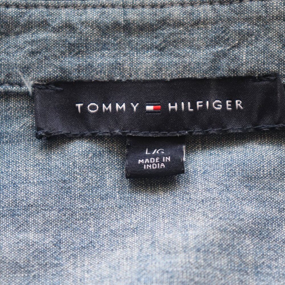 Tommy Hilfiger Chambray Roll Tab Sleeve Classic Fit Casual Button Shirt Large - Picture 7 of 10